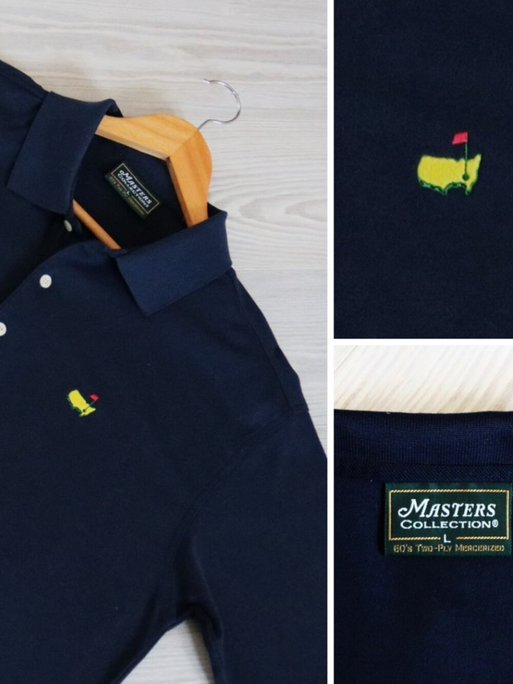 The Masters Collection Men's Navy Performance Golf Polo Shirt Vintage Y2K Size L